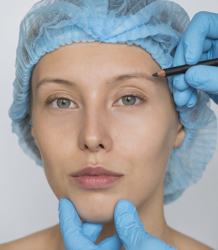 White woman aesthetic and cosmetic surgery concept